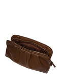 Pure Luxuries London brown leather cross body and clutch bag, imported from the UK