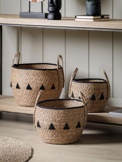 Next Gallery Home Set of 3 Natural and Black Arden Baskets- Buy online at McGrocer