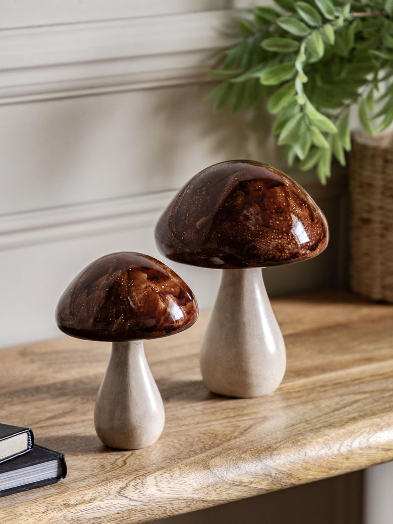 Gallery Home natural ceramic mushrooms set of 2, UK version
