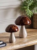 Gallery Home natural ceramic mushrooms set of 2, UK version