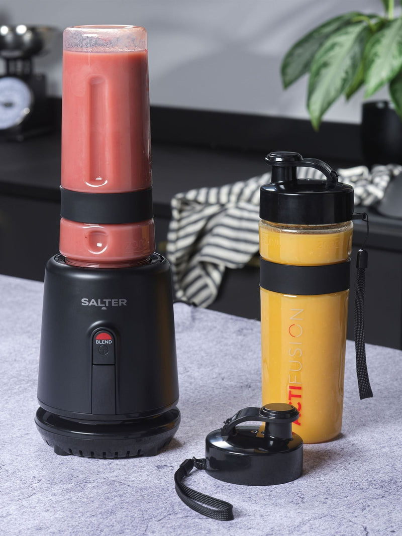 Salter Black Kuro Actifusion blender set with sports bottles (British brand)