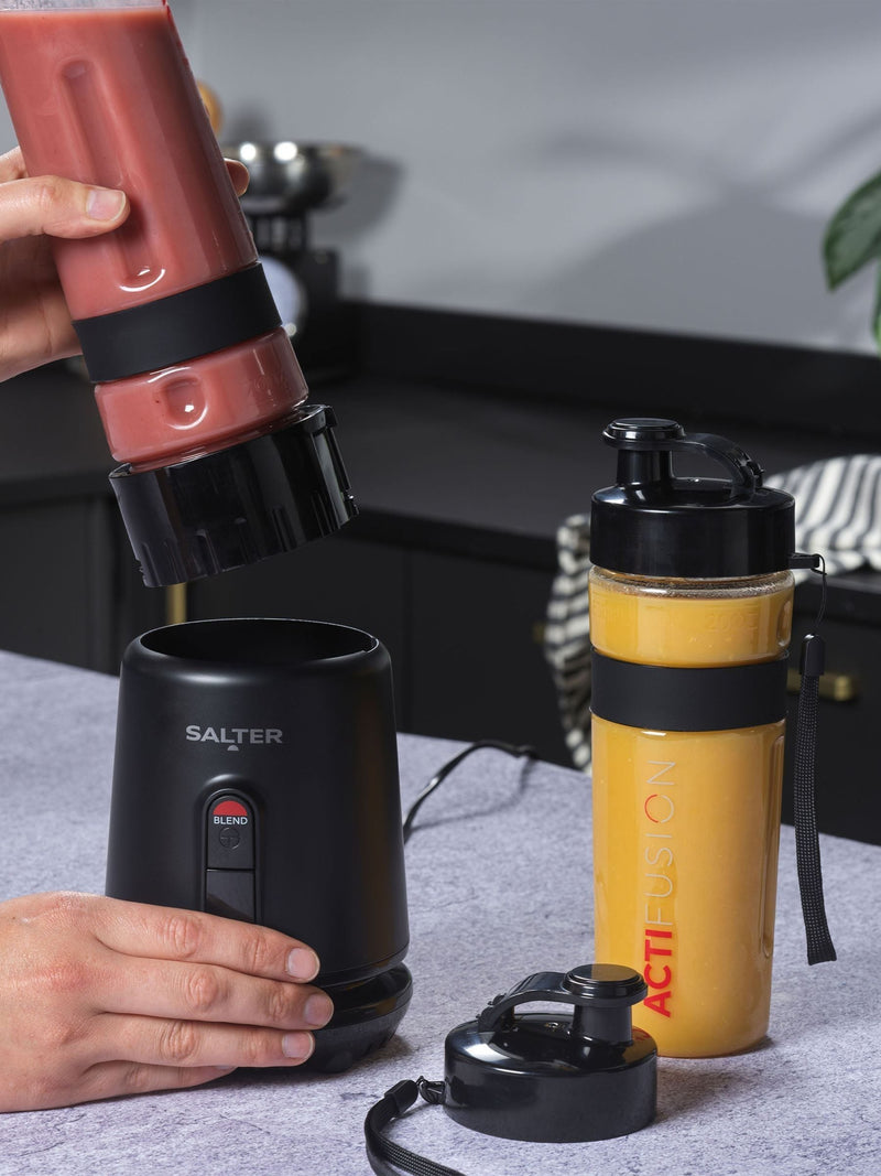 Salter Black Kuro Actifusion blender set with sports bottles (British brand)