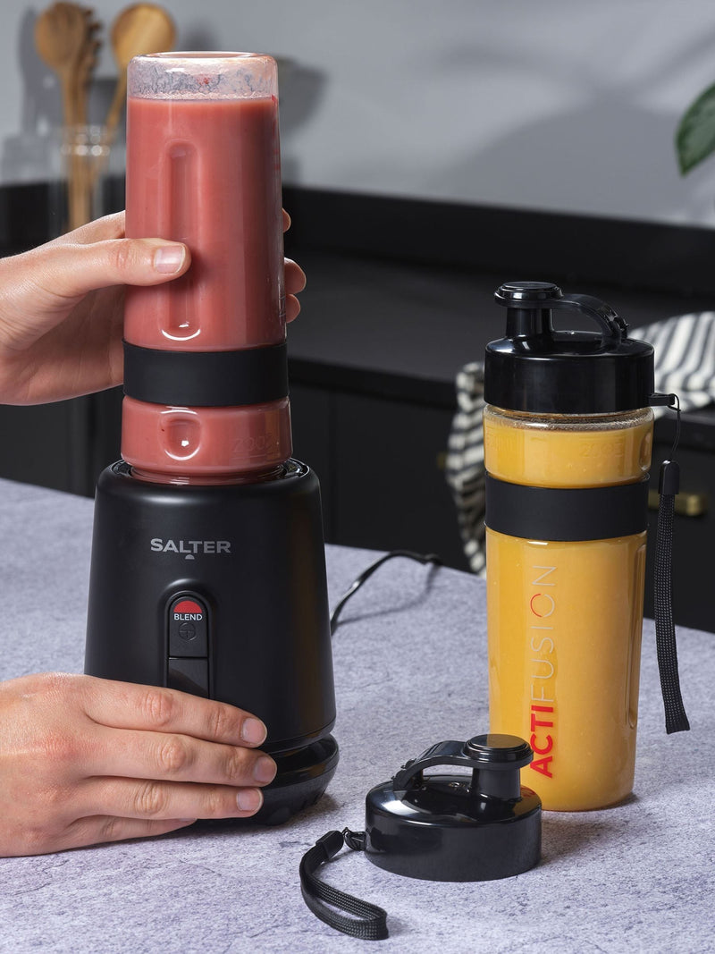 Salter Black Kuro Actifusion blender set with sports bottles (British brand)