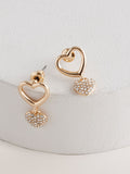 Gold tone heart drop sparkle stud earrings, imported from the UK