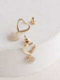 Gold tone heart drop sparkle stud earrings, imported from the UK
