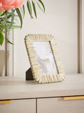 Silver feather photo frame suitable for wall or free-standing display (British brand)