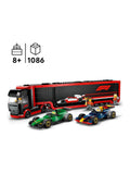 LEGO F1 truck building set with RB20 and AMR24 cars, UK version