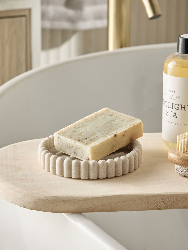 Natural Rib resin soap dish compact 11.5cm - British product