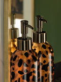 Brown animal print resin reusable soap dispenser bottles set of 2 (British brand)