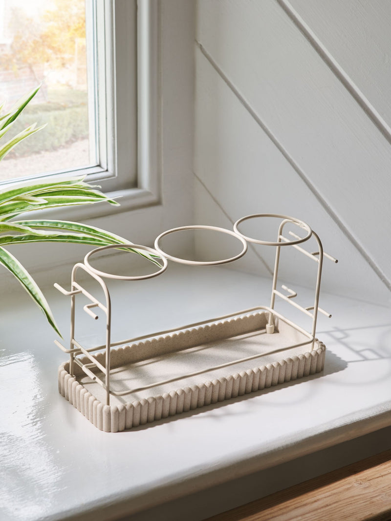 Natural rib hairdryer and straighteners storage stand, imported from the UK
