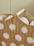 Natural Daisy Woven Toilet Roll Holder and Storage Basket 12-roll capacity, imported from the UK