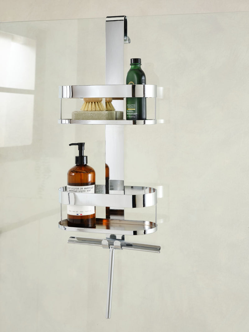 Chrome shower caddy with wiper, 60x25x16cm - British product