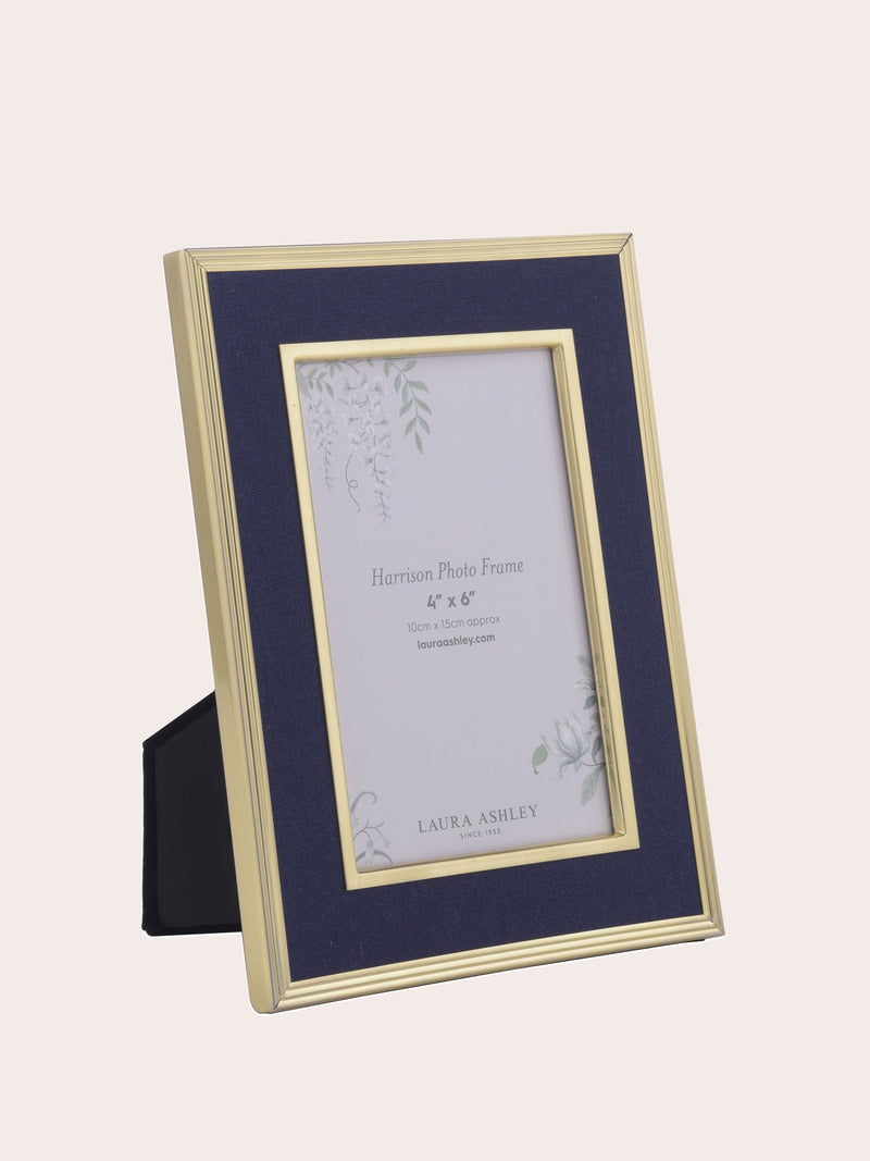 Laura Ashley Brass/Navy Harrison 4x6 photo frame, UK version