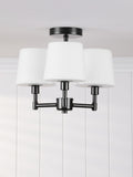 Laura Ashley Bayfield matt black semi flush ceiling light, imported from the UK