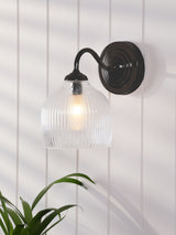Next Laura Ashley Matt Black Charissa 1 Light Wall Light IP44- Buy online at McGrocer