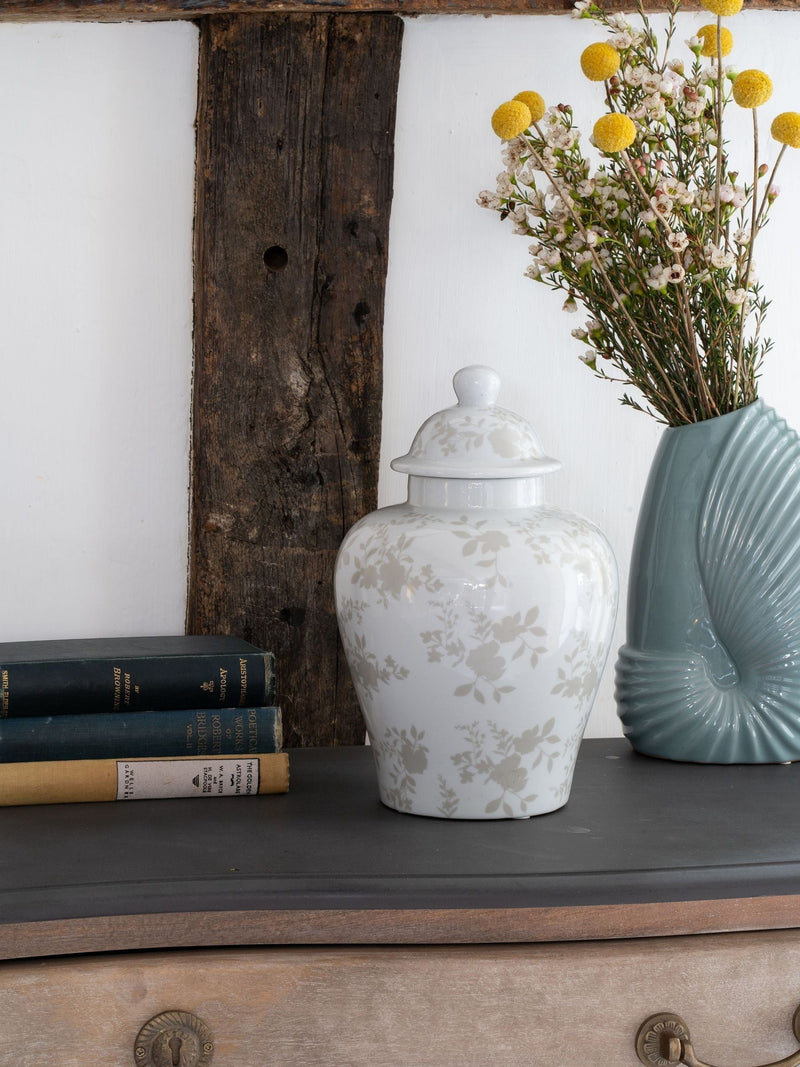Laura Ashley White Westbourne Ginger Jar 27cm, UK version