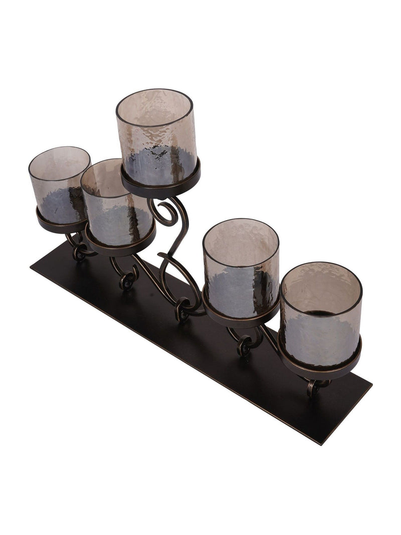 Laura Ashley antique gold Esther 5-hurricane candle holder set, UK version