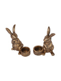 Laura Ashley gold rabbit tea light holders set of 2, UK version