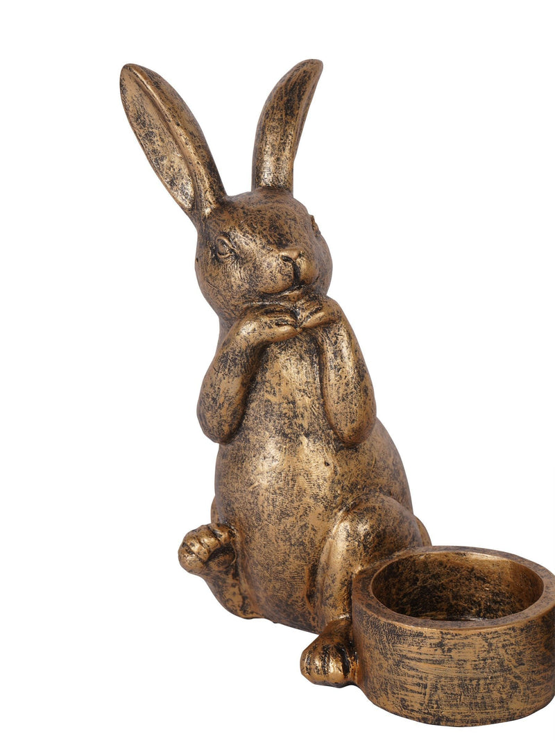 Laura Ashley gold rabbit tea light holders set of 2, UK version