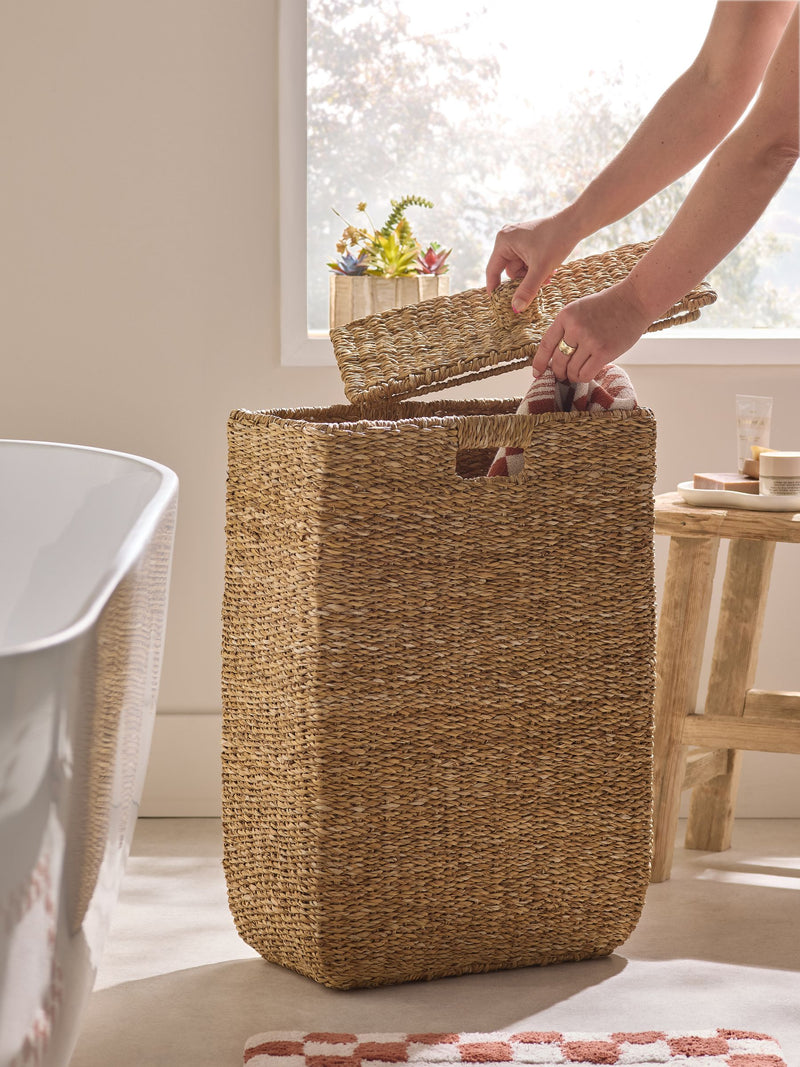 Seagrass laundry basket slimline dark wash - British product