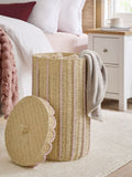 Scallop wicker laundry basket in natural pink, UK version