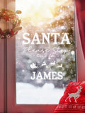 Personalised Christmas Santa Stop Here Vinyl Window Sticker by Loveabode