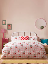 Next heya home Pink Cherry Gingham Duvet Cover Set- Buy online at McGrocer