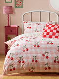 heya home Pink Cherry Gingham Duvet Cover Set, UK version