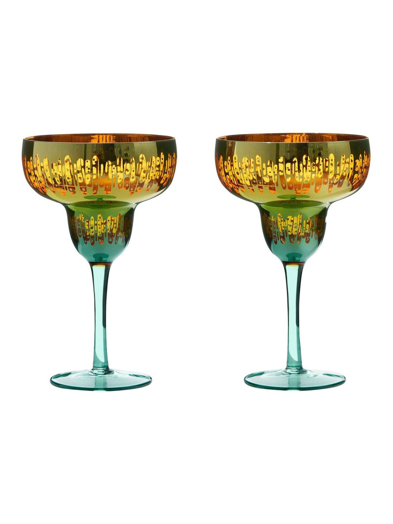 Artland gold fiesta margarita glasses set of 2, imported from the UK