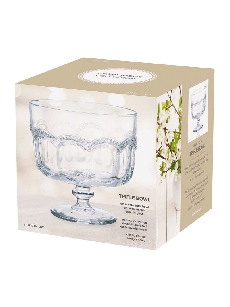 Artland Clear Pearl Ridge glass trifle bowl 19cm - British product