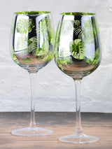 Next Artland Set of 2 Green Tropical Leaves Wine Glasses- Buy online at McGrocer