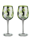 Artland green tropical leaves wine glasses set of 2 - British product