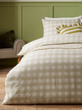 Natural Beige Hartsford Gingham duvet cover and pillowcase set - British product