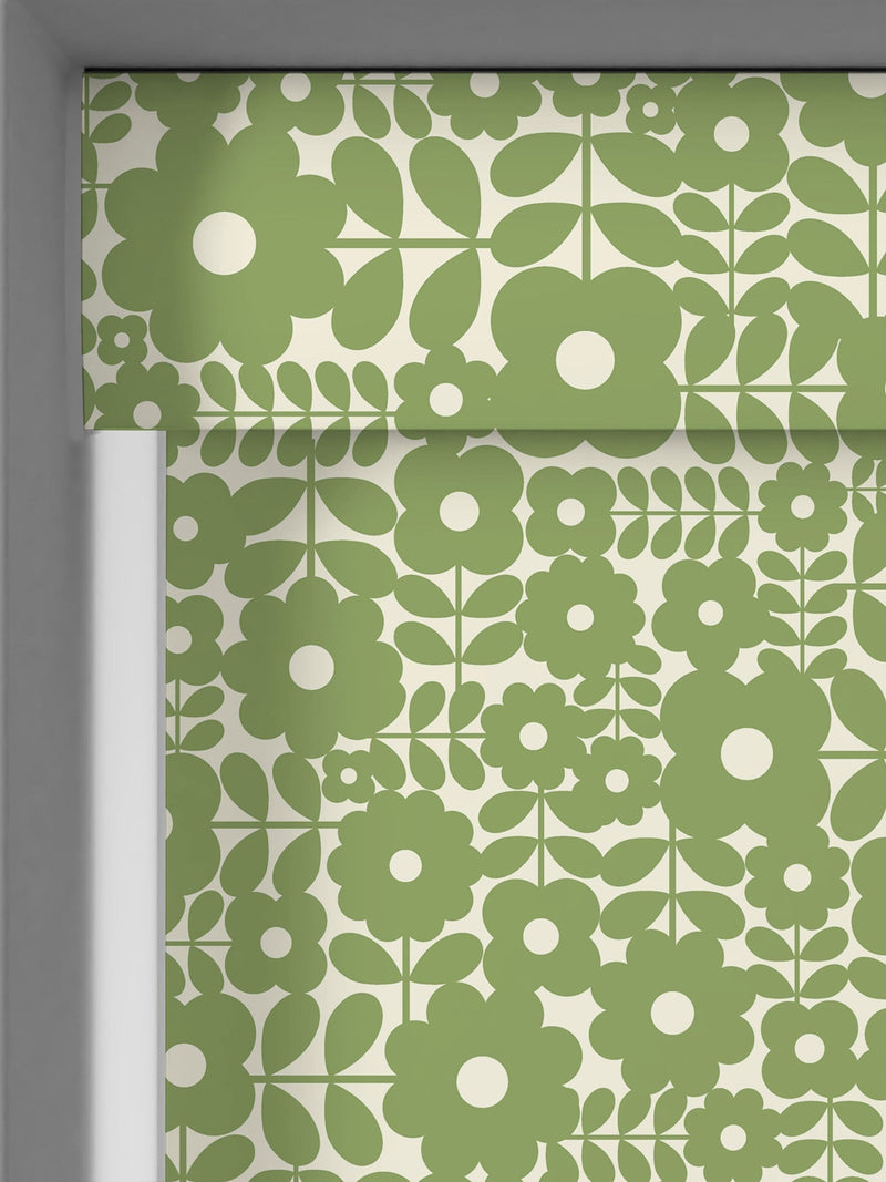 Orla Kiely roller blind Basil Green Criss-Cross Stem, imported from the UK