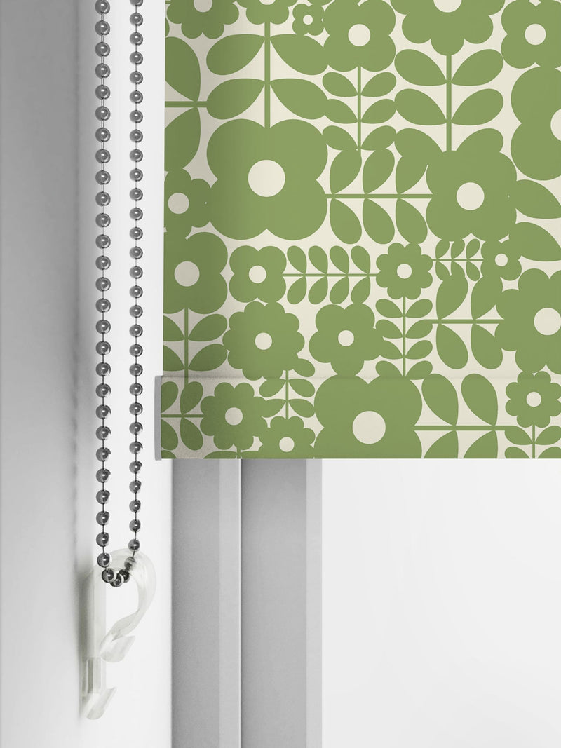 Orla Kiely roller blind Basil Green Criss-Cross Stem, imported from the UK