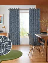Next Orla Kiely Navy Blue Criss-Cross Stem Curtains- Buy online at McGrocer