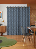 Orla Kiely navy blue Criss-Cross Stem made to measure curtains, imported from the UK