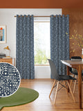 Orla Kiely navy blue Criss-Cross Stem made to measure curtains, imported from the UK