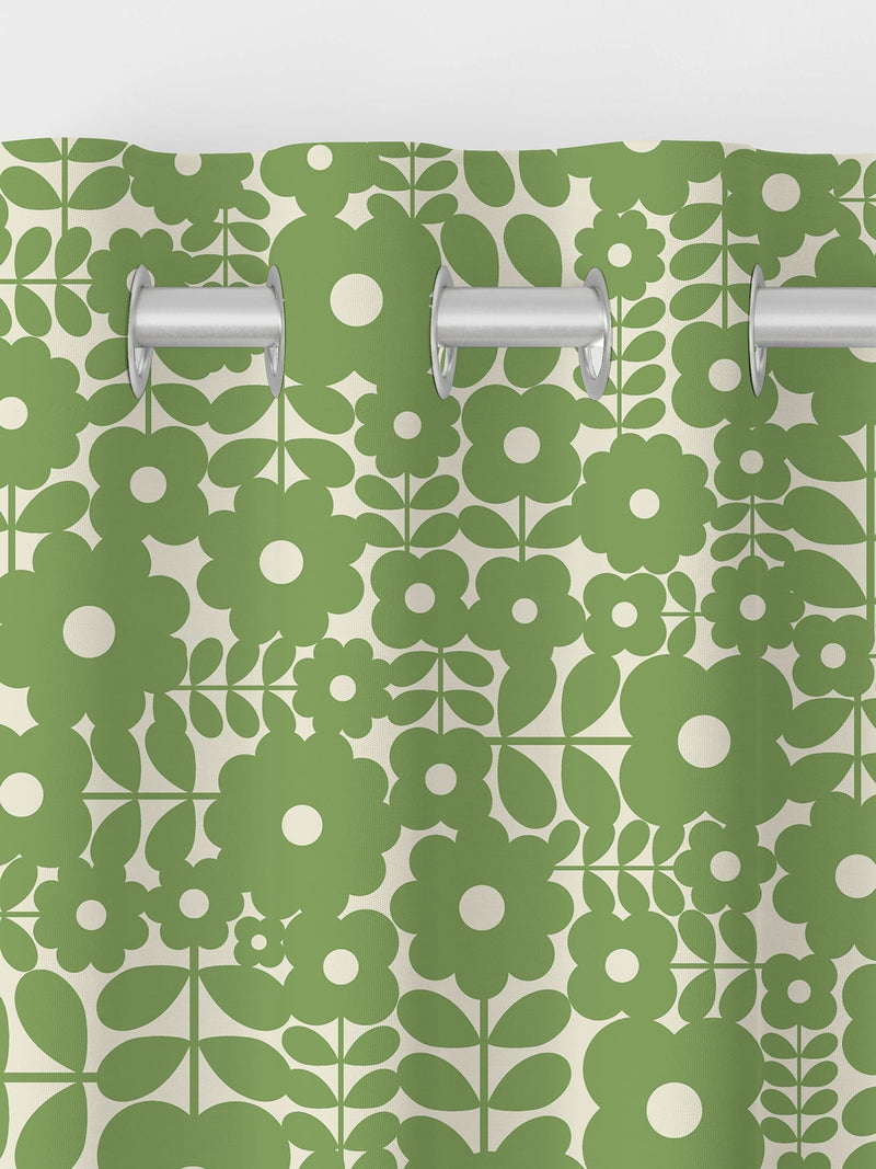 Orla Kiely Basil Green Criss Cross Stem curtains, UK version