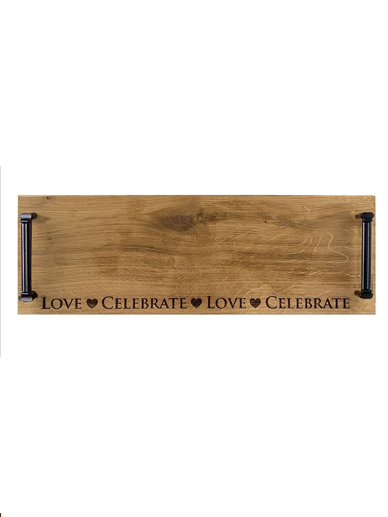 Selbrae House oak Love & Celebrate tray 47 x 15.5 x 6 cm (British brand)