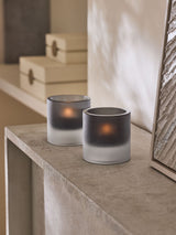 Next Sosandar Set of 2 Charcoal Grey Frosted Glass Tea Light Holders- Buy online at McGrocer