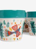 Lucy Tiffney ceramic plant pots with tropical bird designs, set of 3, UK version