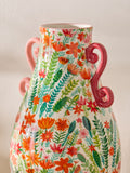 Lucy Tiffney pink and green floral print ceramic vase 33cm, UK version
