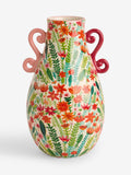 Lucy Tiffney pink and green floral print ceramic vase 33cm, UK version