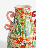 Lucy Tiffney pink and green floral print ceramic vase 33cm, UK version