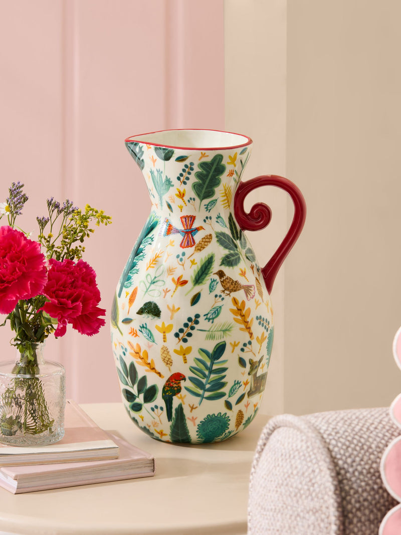 Lucy Tiffney red/green leaf jug vase, UK version