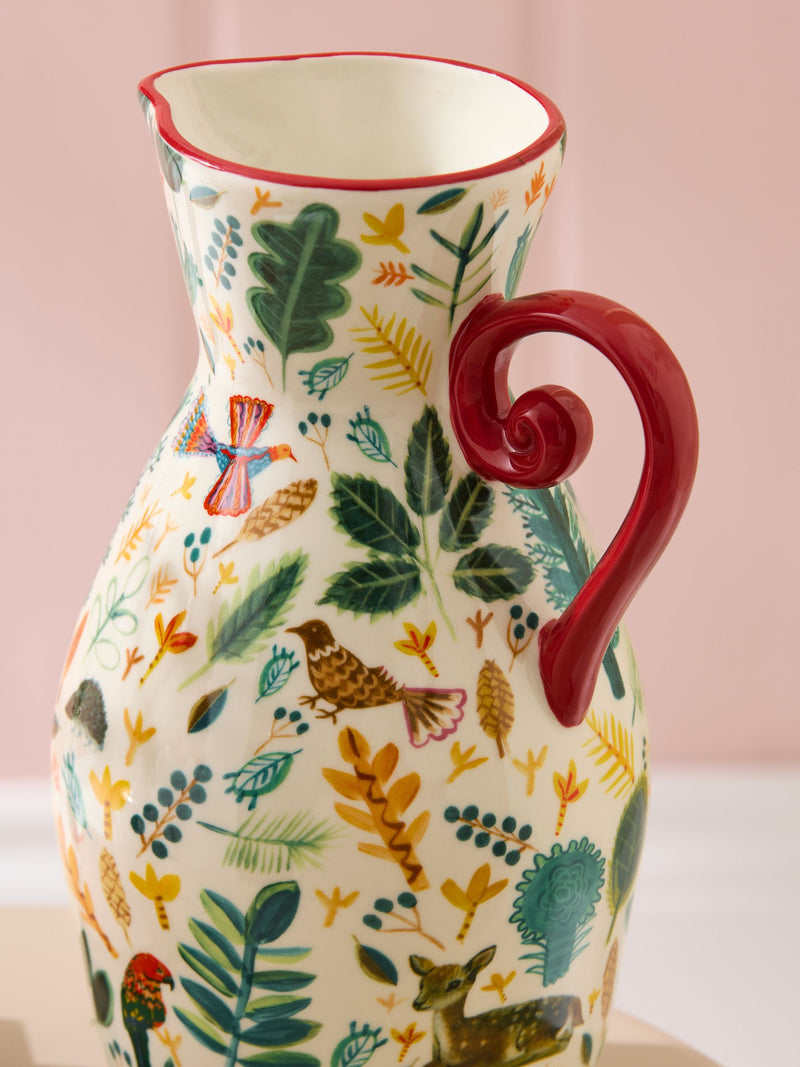 Lucy Tiffney red/green leaf jug vase, UK version