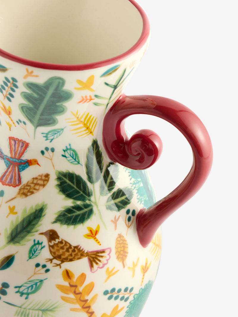 Lucy Tiffney red/green leaf jug vase, UK version