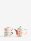 Lucy Tiffney cream, pink, green leaf tea set, UK version