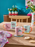 Lucy Tiffney striped stoneware mugs set of 4, UK version